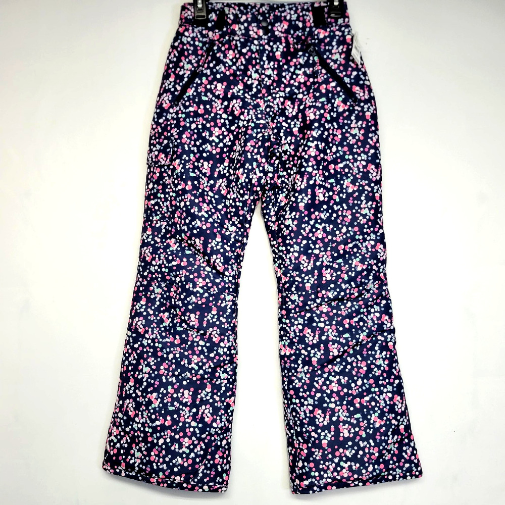 New Roebuck & Co Snow Pants Girls Large 14 Navy Blazer Water Resistant Dots